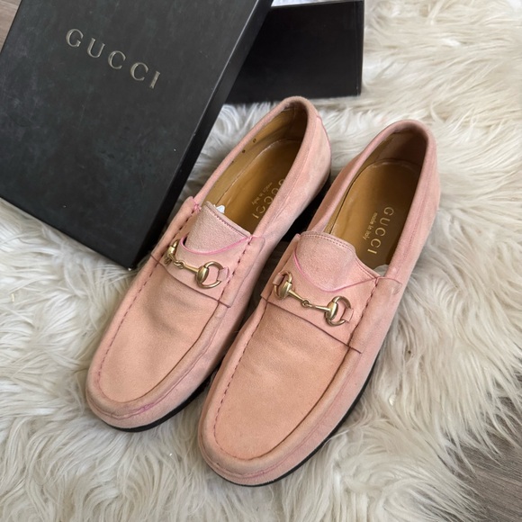 Gucci mocassino pelle mors pink suede horesbit loafers - Picture 1 of 8